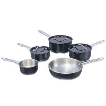 China Sustainable Fashionable Stainless Steel 8-PC Cooking Pots With Color Painting for sale