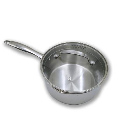 China Sustainable Hot Sale 20cm Stainless Steel Saucepan With Strainless Glass Lid And Pouring Lips for sale