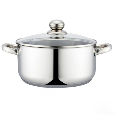 China Durable 24cm Stocked Stainless Steel Casserole With Glass Lid For Kitchen Cooking for sale