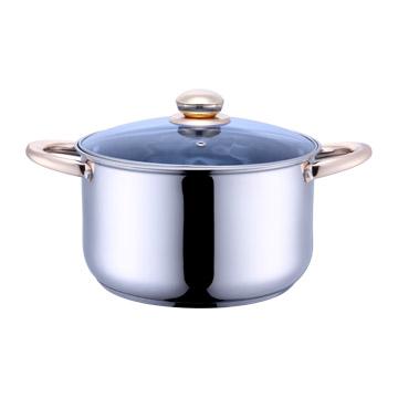 China 2022 Sustainable Hot Selling Stainless Steel Casserole With Gold Plated Knob for sale