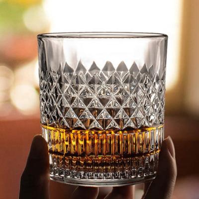 China Wholesale New Classic/Postmodern 335ML Round Embossed Old Fashion Rock Whiskey Glass Tumbler Cups for sale