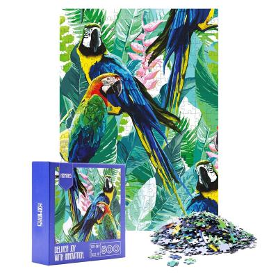 China Eco - Friendly Custom Puzzle Parrot Illustrated Art 500 Pcs Jigsaw Puzzle for sale