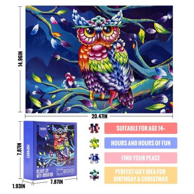 China 100% 2021 eco-friendly hot selling jigsaw puzzles 500 pieces animal owl jigsaw puzzle for sale