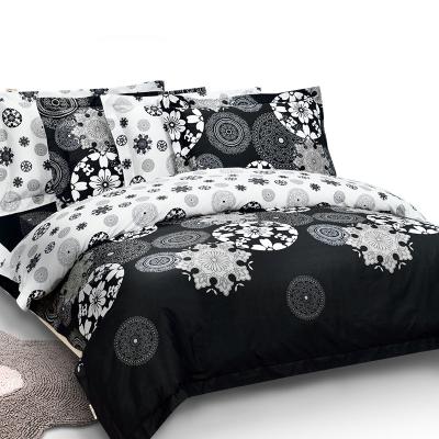 China Nondisposable Black And White Branded Bed Sheet Fitted Sheet With Pillow Case Set for sale