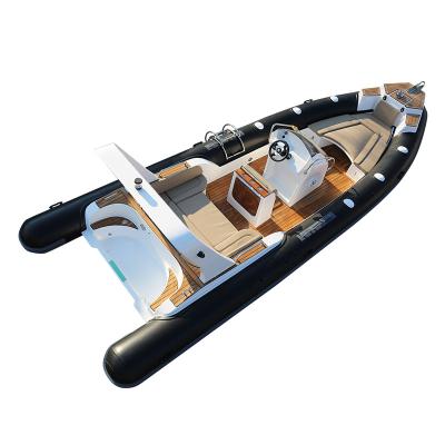 China Hot sale 760cm family entertainment Hypalon military RIB aluminum hull fiberglass inflatable boat with outboard motor rib boat for water ocear for sale