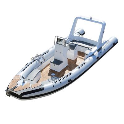 China Hot sale 760cm family entertainment Hypalon military RIB aluminum hull fiberglass inflatable boat with outboard motor rib boat for water ocear for sale