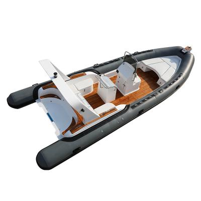 China Hot sale 760cm family entertainment Hypalon military RIB aluminum hull fiberglass inflatable boat with outboard motor rib boat for water ocear for sale