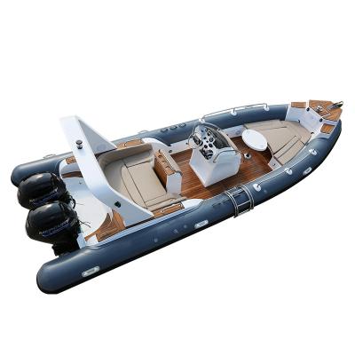 China Hot sale 760 family entertainment Hypalon military RIB aluminum hull fiberglass inflatable boat with outboard motor yacht rib boat for water ocear for sale