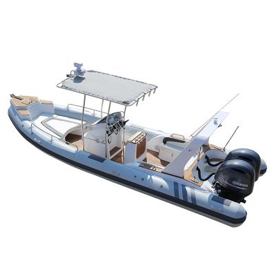 China Fishing Haote 760 Hypalon Hull Aluminum Fiberglass Inflatable Speedboat With Outboard Motor Rib Boat for sale