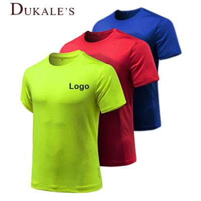 China Unisex Anti-Shrink Wear Polyester Active T-shirts Sports Gym Fitness T-shirt Quick-Dry Basic T-shirts for Men Stylish for sale