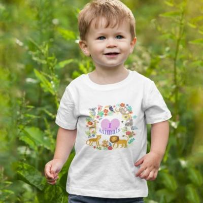 China New Design 100% Cotton Short Sleeve Cartoon Pattern Kid Children Anti-Shrink T-shirt With Cartoon Printing for sale