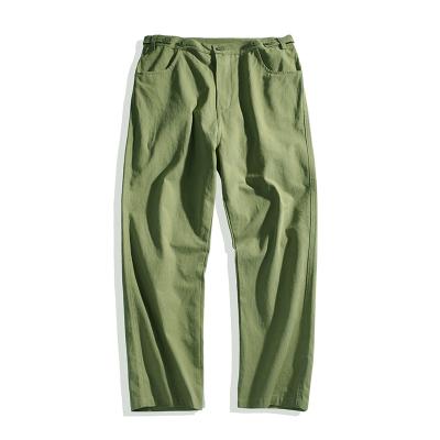 China New High Quality Anti-Static Men's Summer Casual Cargo Pants Loose Fit Straight Leg Man Jogger Cotton Elastic Waist Natural Canvas Trousers for sale