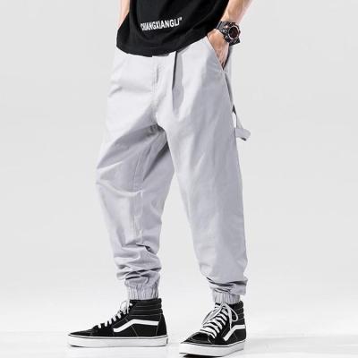 China Latest design high quality custom men's cargo pants anti-static with side pockets loose style gery color men's twill pants loose trousers for sale