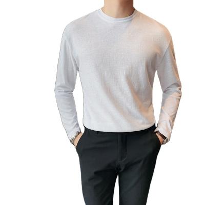 China Wholesale 65% Anti-Wrinkle High Quality Cotton 35% Polyester Mens Long Sleeve T-Shirt Custom Printed Slim Section Long Sleeve T-shirt for sale