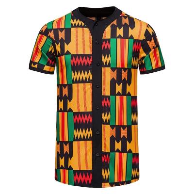 China Anti-pilling Men's African Style T-shirt Short Sleeve Printed Dashiki Shirt Summer Beach Vacation Tops Casual Shirt Men for sale