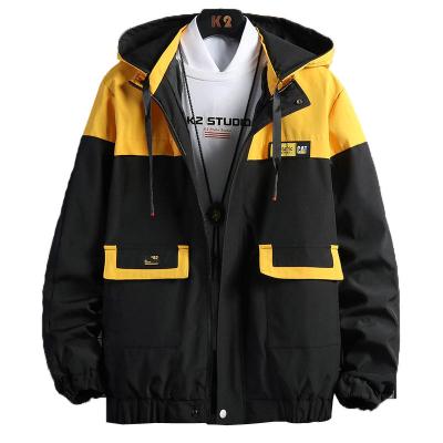 China Viable Black Yellow Color Casual Men's Cargo Jacket Plus Size Bomber Jacket Mens High Quality Men's Jean Jacket Custom Label Tags for sale