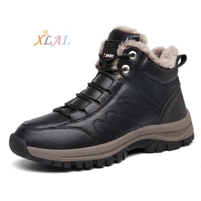 China XLAI Round Martin Boots Men's Outdoor Climbing Rubber Warm and Velvet Walking Boots Men's Lace-Up Sneakers for sale