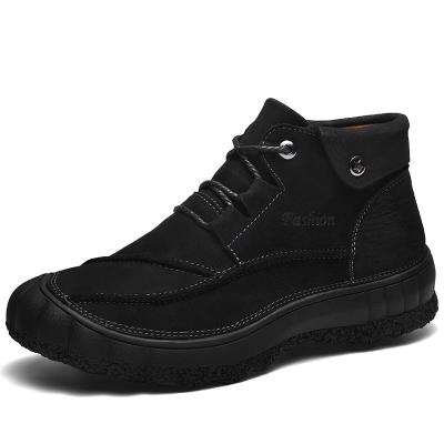 China Other Autumn Men's Leather Boots Black Low-cut Martin Machining Fashion Boots Retro Rejects Casual Men's Shoes for sale