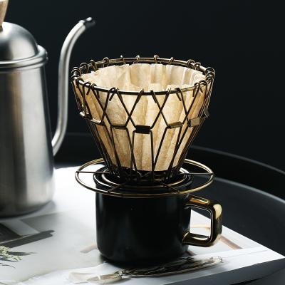 China Durable Stainless Steel Coffee Filter Holder Vintage Foldable Filters Portable Reusable Rack Pour Over Coffee Filter Holder Home Decor for sale