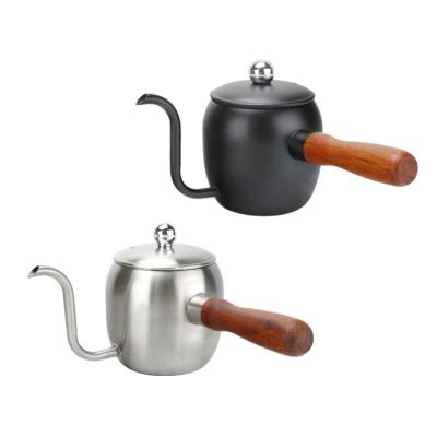 China Durable Drip Kettle Stainless Steel Coffee Slim Spout Coffee Pot Pour Over Mocha Maker Wooden Handle Teapot Home Restaurant Supplies for sale