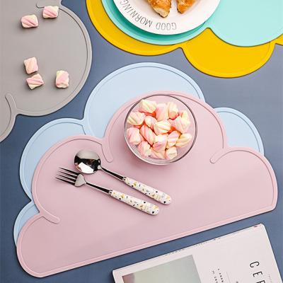 China HOT Viable Non-slip Heat Resistant Waterproof Dining Table Mat Kitchen Bowl Plate Mats Cloud Shape Silicone Baby Place Mats AMAZON NEW for sale