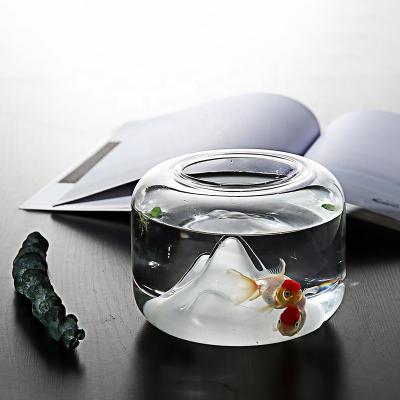 China Mountain Viable Creative Transparent Glass Fish Tanks Snow Bowl Landscape Fish Pot Aquariums Micro Desktop Pet Supplies Home Decor for sale