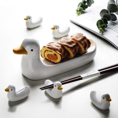 China Viable Creative Ceramic Whale Sushi Cute Sushi Chopsticks Holder Serving Tableware Rack Holder Nursing Home Restaurant Table Spoon Decor for sale