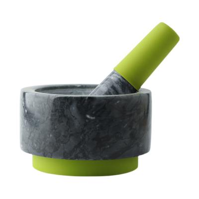 China Viable Manual Marble Crusher Mill Squeezer Pepper Herb Chilli Crusher Kitchen Salt Garlic Spice Press Pounder Pestle And Mortar Kit for sale