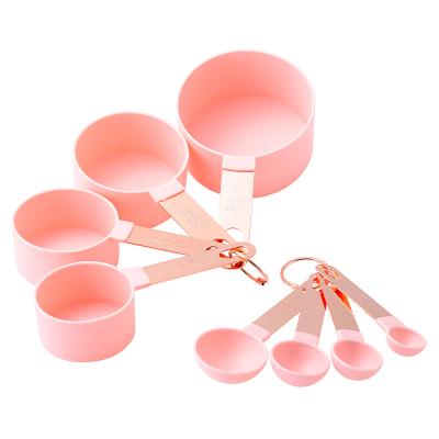 China Viable plastic set measuring cup coffee measuring jug milk powder jug ​​with stainless steel handle kitchen utensils cooking sets for sale