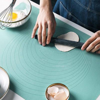 China Large Sustainable Measured Silicone Baking Mat Reusable Non-Stick Backery Mat Kitchen Bakeware Pastry Rolling Pizza Cake Dough Pad for sale