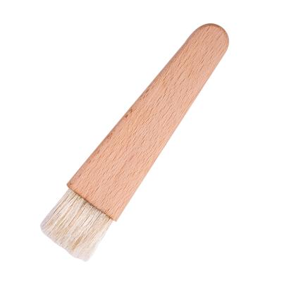 China Nature Stocked Wooden BBQ Basting Brushes Honey Butter Brushes Boar Bristle Oil Saucer Baking Cake Bread Pastry Cooking BBQ Tools for sale