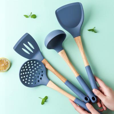 China Nordic Viable Pocket Turner Paster Server Cookware Tools Non-Stick Notched Silicone Kitchen Cookware Set Soup Scoop Spatula for sale