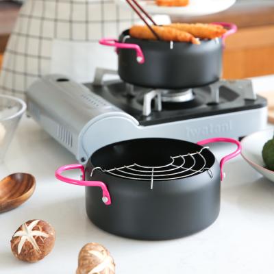 China Japanese Style Stocked Custom Tempura Frying Deep Pot Fryer Pan With Filter Fried Chicken Potato Pot Kitchen Non-Stick Cookware Set for sale