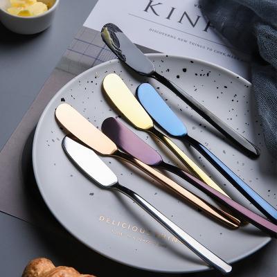 China Viable Stainless Steel Cheese Dessert Jam Spreaders Butter Knife Fruit Fork Cutlery Breakfast Tool Western Tableware Kitchen Supplies for sale