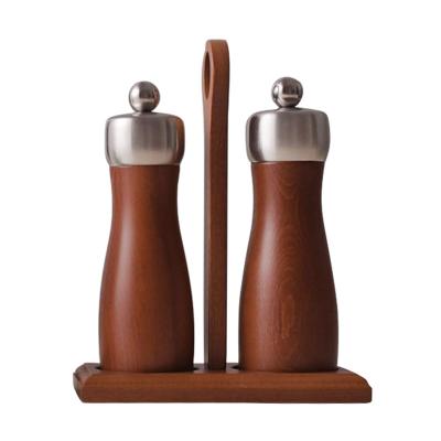 China Home Decor Spice Grinder Pepper Mills Handheld Seasoning Salt Grinder Wooden Ceramic Core Viable Bottle Cooking BBQ Tools for sale