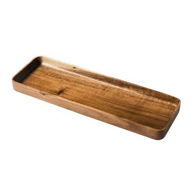 China Sustainable Acacia Wooden Rectangle Fruit Dinner Dish Snacks Cakes Nuts Candy Breakfast Sushi Serving Tray Home Party Restaurant Supplies for sale