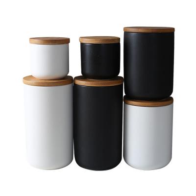 China Bamboo Nuts Candy Can Kitchen Herb Spices Cereal Preservation Can Sugar Coffee Container Box Grain Storage Viable Ceramic Jar Lid for sale