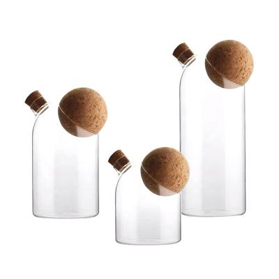 China Crystle Glass Food Storage Jar Sealed Viable Set Cork Lid Tea Cereal Bottles Candy Nuts Cans Sugar Coffee Spices Container Kitchen for sale