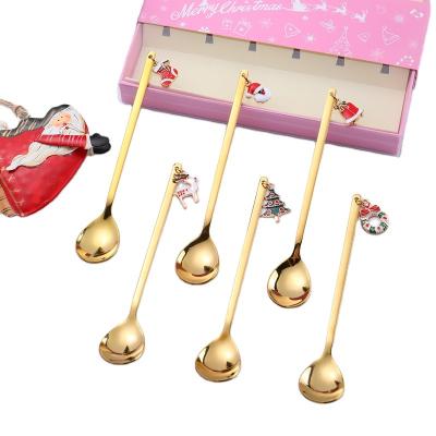 China Personalized Disposable With Christmas Style Restaurant Metal Spoon Dangle Fork for sale