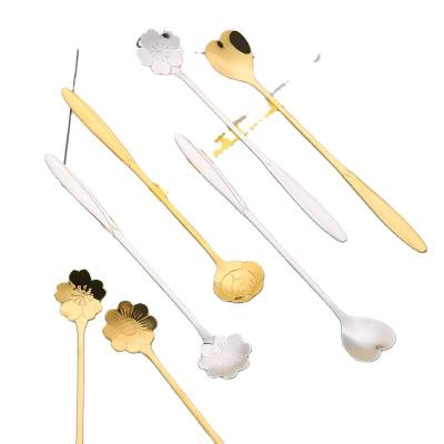 China New Type Selling Disposable Spoon Popular Product Customized Stainless Steel Sakura Long Handle Spoon for sale