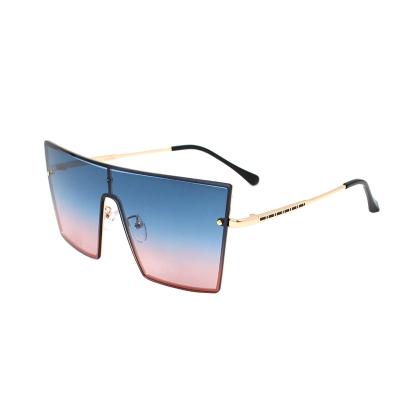 China Fashion Sunglasses Metal Frameless Sunglasses 2022 Wholesale Customized Square Sun Glasses Unisex Fashion Gradient Painting Street for sale