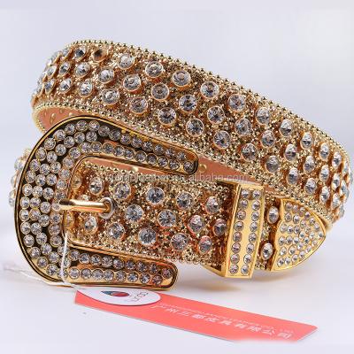 China Cowboy Bling Bling Rhinestones Everyday Western Belt for Women Studded Belt Three Removable Buckle Luxury Gold Belt for Party for sale