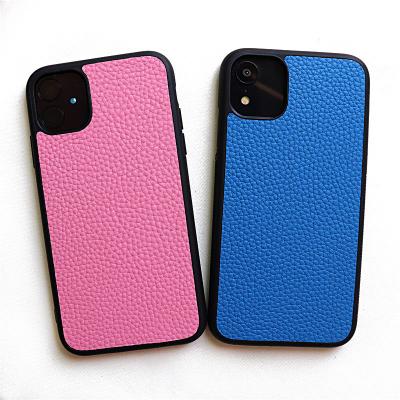 China SUNDO Outdoor/Travel/Daily Simple Designer Fashion Pebble Grain TPU Genuine Leather Phone Case with Magnetic Car for Iphone 12 pro max for sale