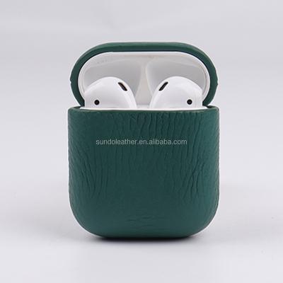 China 2021 Green Earphone Case Shockproof Lychee Designer SUNDO Fasion Leather Earphone Case Cover for sale