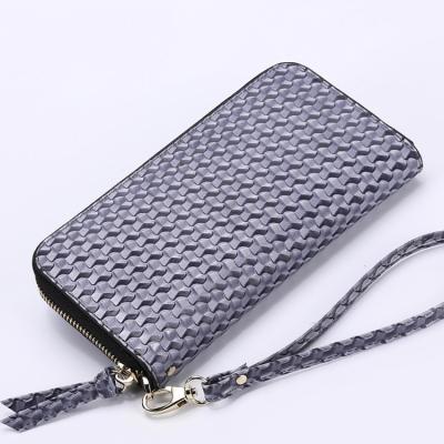 China Vintage Fashion Women Genuine Leather Minimalist Cross - Body Wallet Cell Phone Pocket Comfortable Women Long Purse Zipper Girls Purse for sale