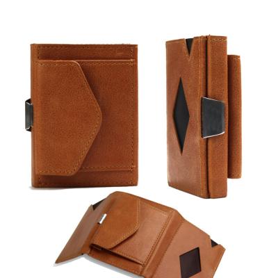 China SUNDO 2021 Newest OEM Slim Cowhide Retro RFID Genuine Leather Card Holder Wallet For Men Front Pocket Wallet for sale