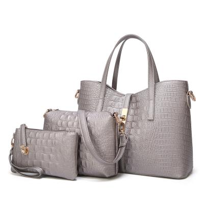 China Luxury Brand New Trending Gray Vintage 3 In 1 Set One 3 Pcs Women Bag Sets 3 Piece Designer Leather Handbag Set With Logo for sale