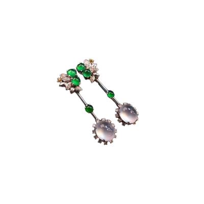 China Two romantic kinds of high ice egg face earrings are worn. Green and bright egg face is like dew. for sale