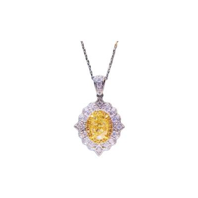 China Romantic Gia1.01 Retro Oval Yellow Diamond PendantThe Yellow Diamond Necklace is bright and natural in color medium yellow for sale