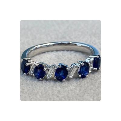 China Office / Career Brands High End Jewelry Creates A 1 Carat Sapphire Blue Diamond 18K White Gold Ring for sale